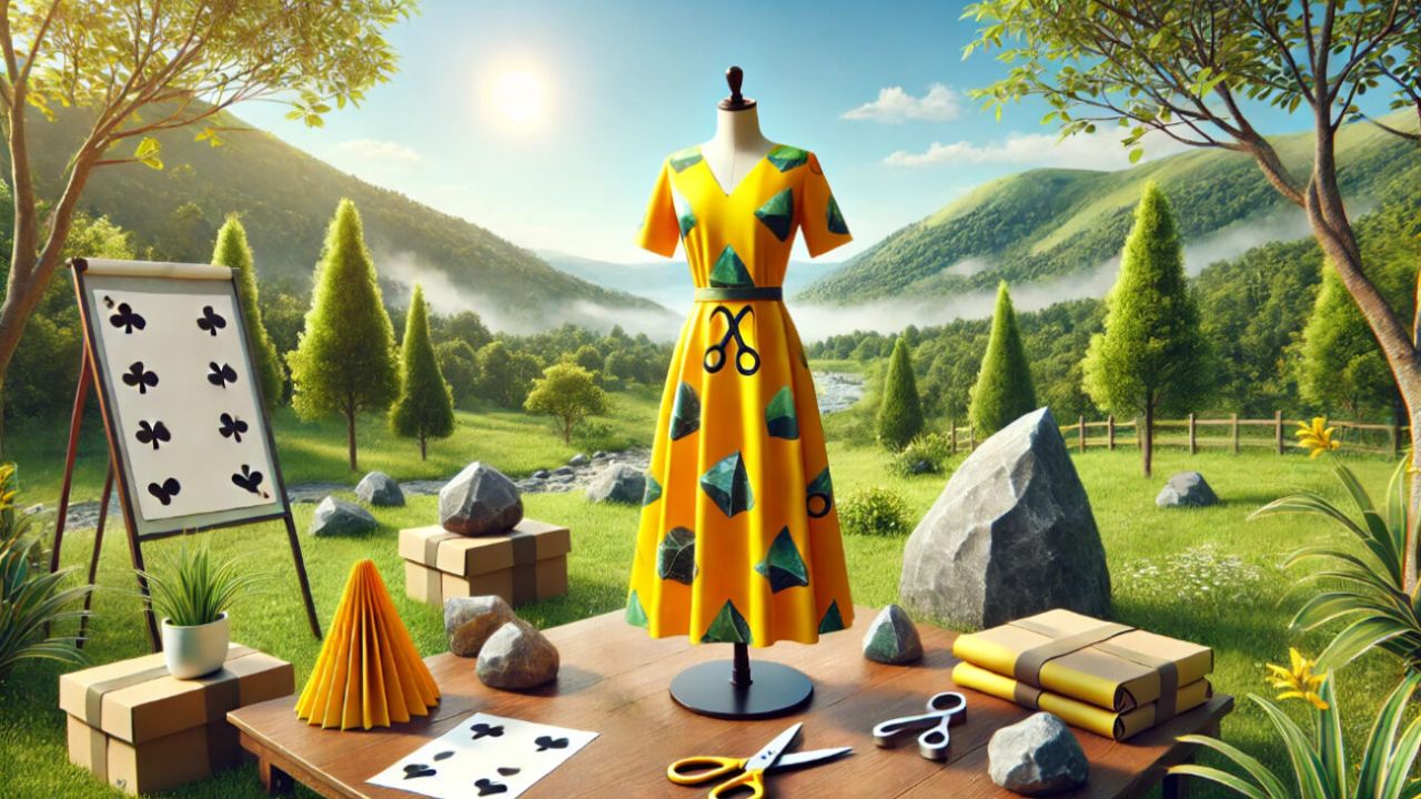 rock paper scissors yellow dress